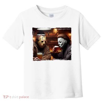 Funny Jason And Michael Halloween Drink Beer Toddler T-Shirt