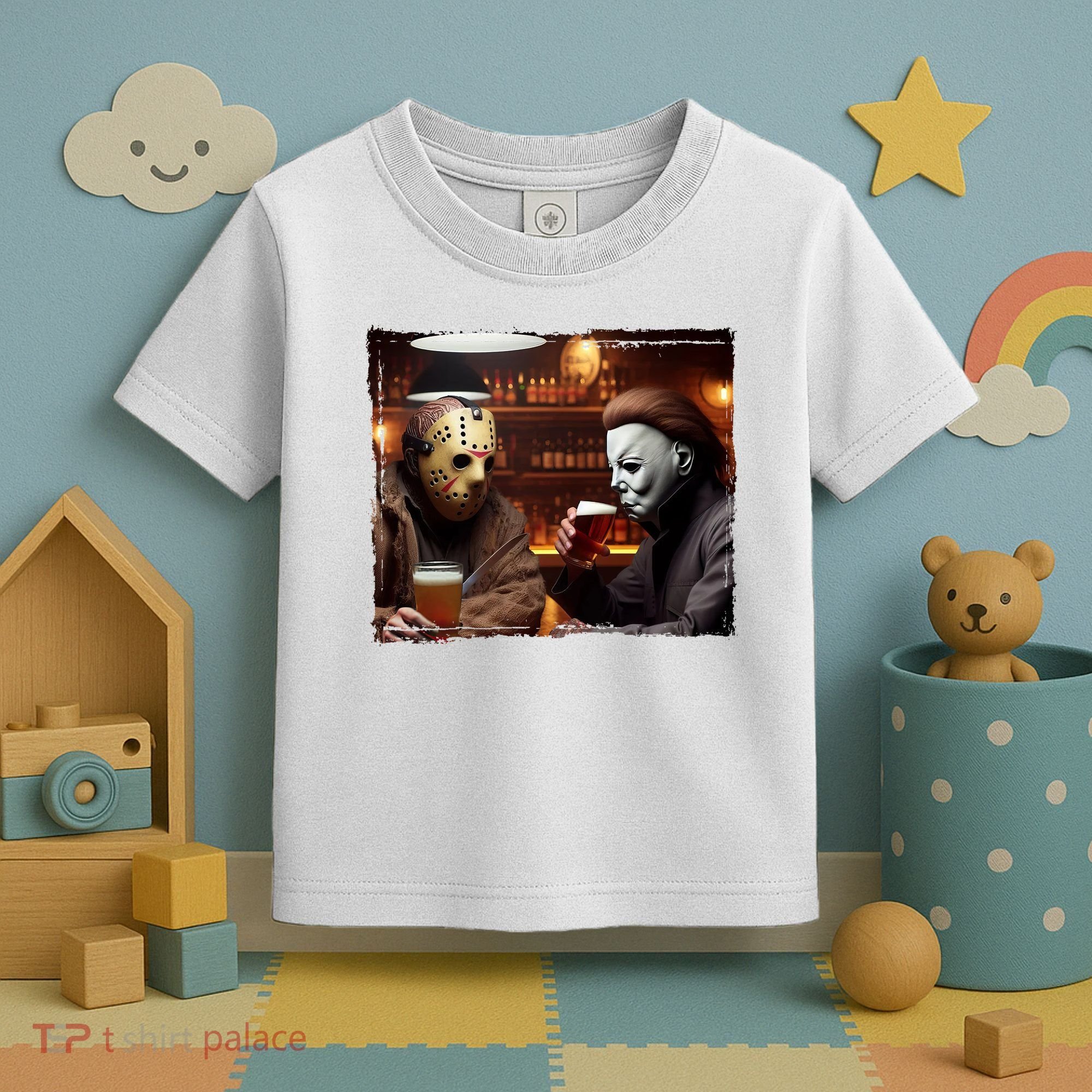 Funny Jason And Michael Halloween Drink Beer Toddler T-Shirt