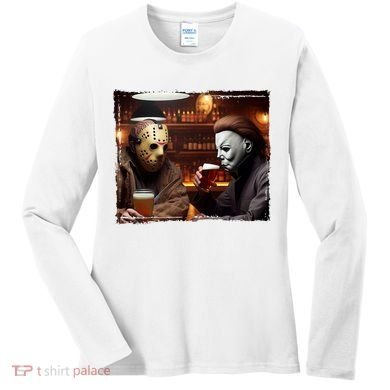 Funny Jason And Michael Halloween Drink Beer Women's Long Sleeve Shirt