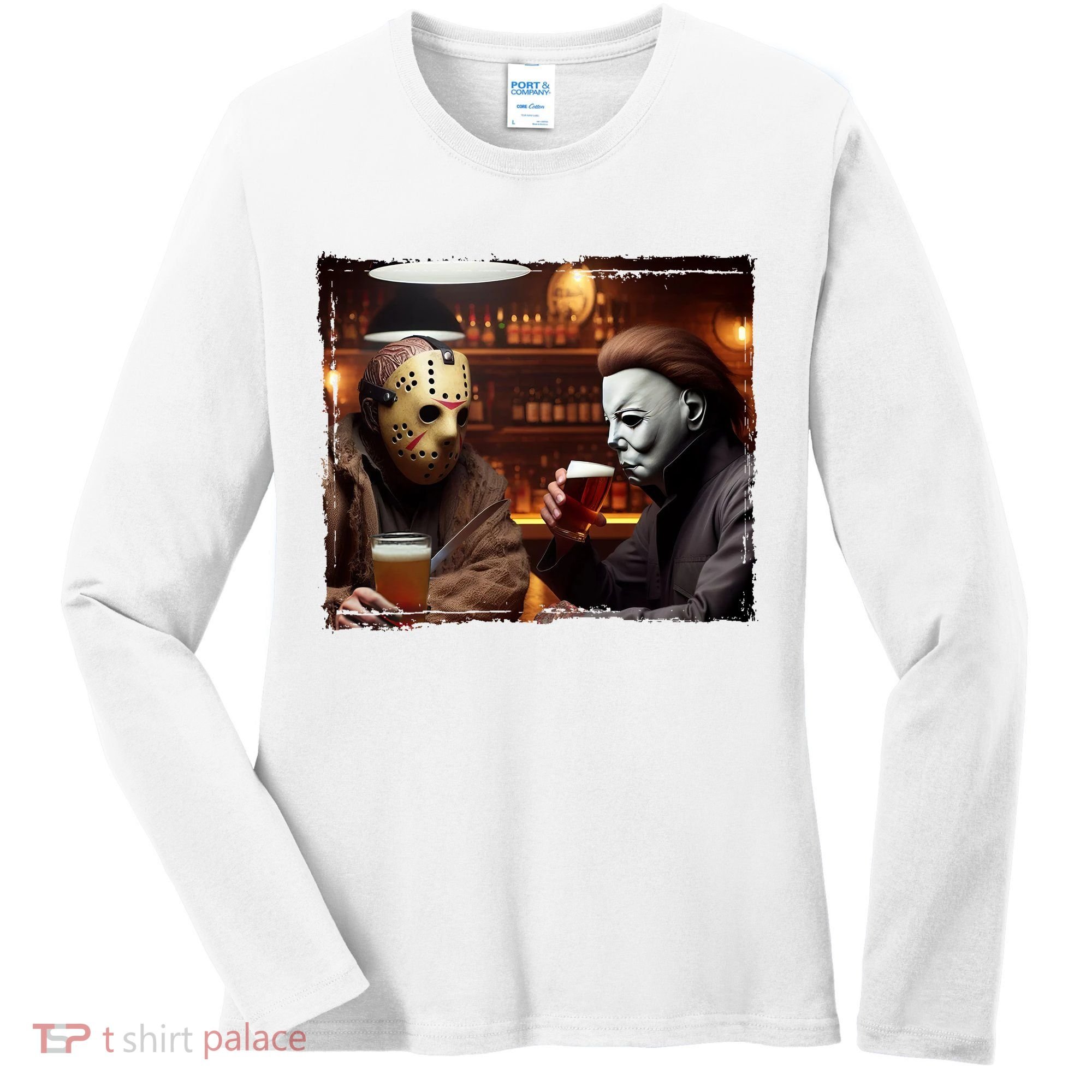 Funny Jason And Michael Halloween Drink Beer Women's Long Sleeve Shirt