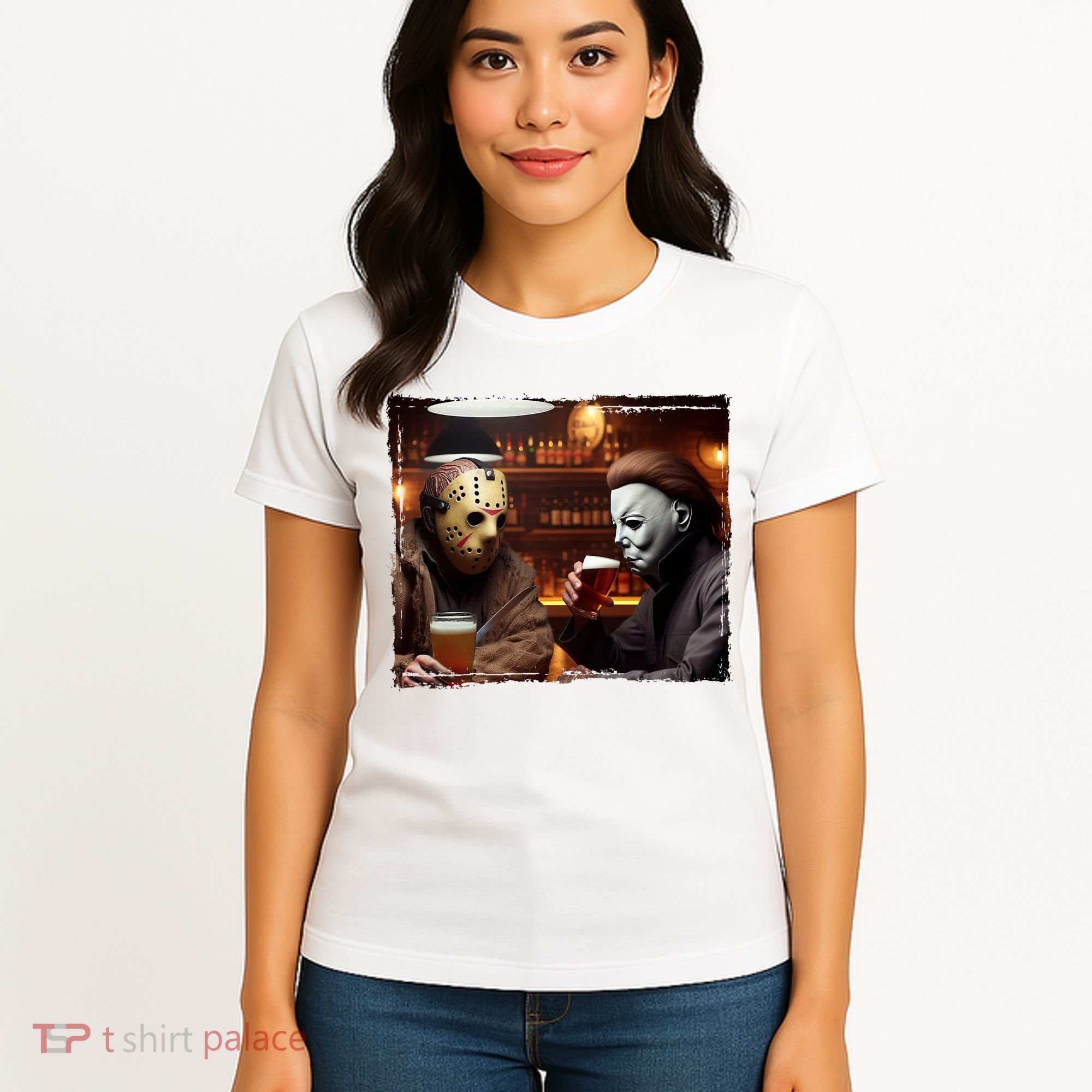 Funny Jason And Michael Halloween Drink Beer Women's T-Shirt