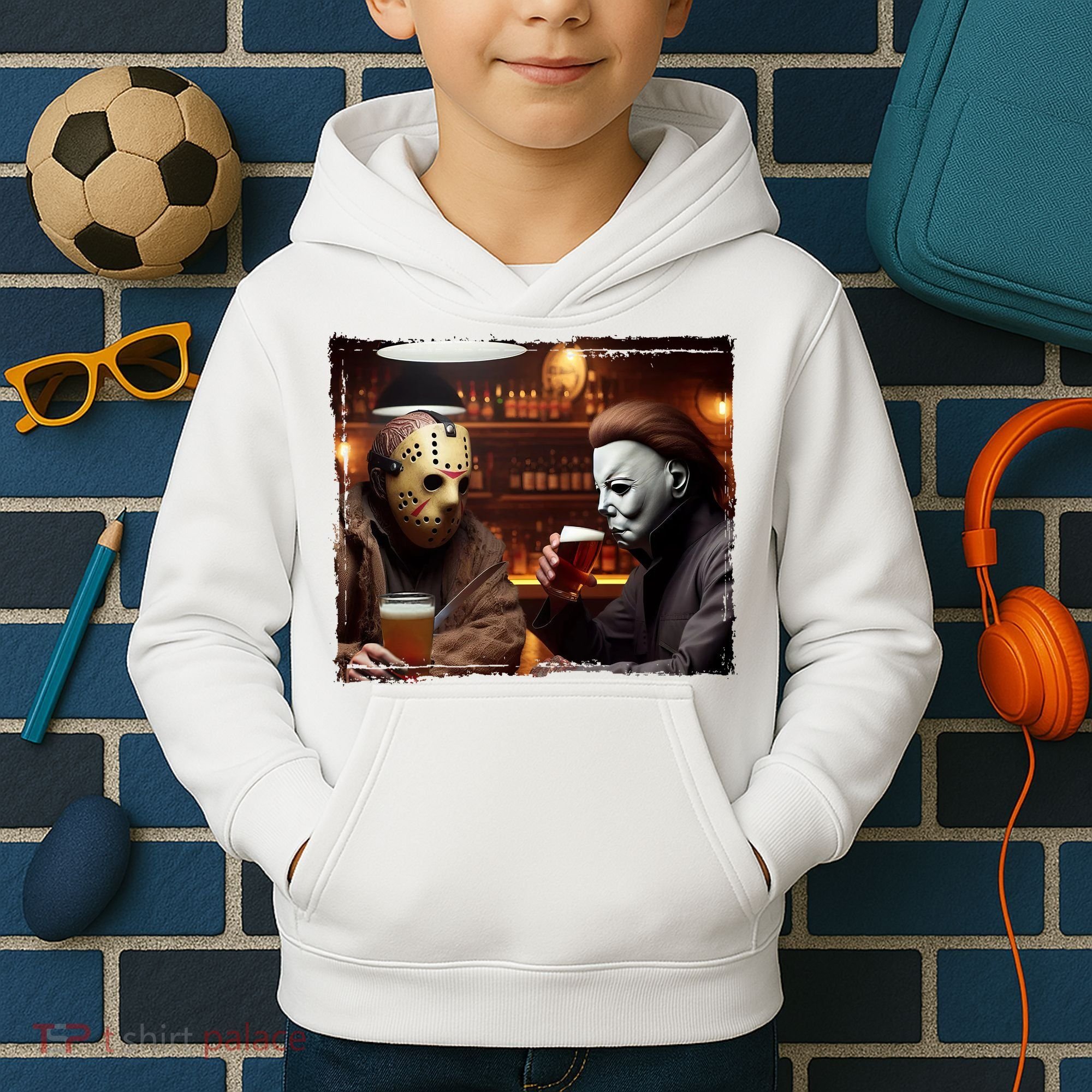 Funny Jason And Michael Halloween Drink Beer Kids Hoodie