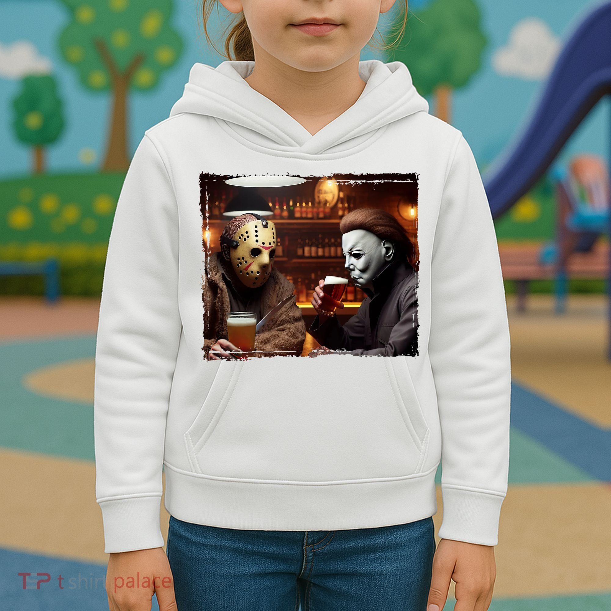 Funny Jason And Michael Halloween Drink Beer Kids Hoodie