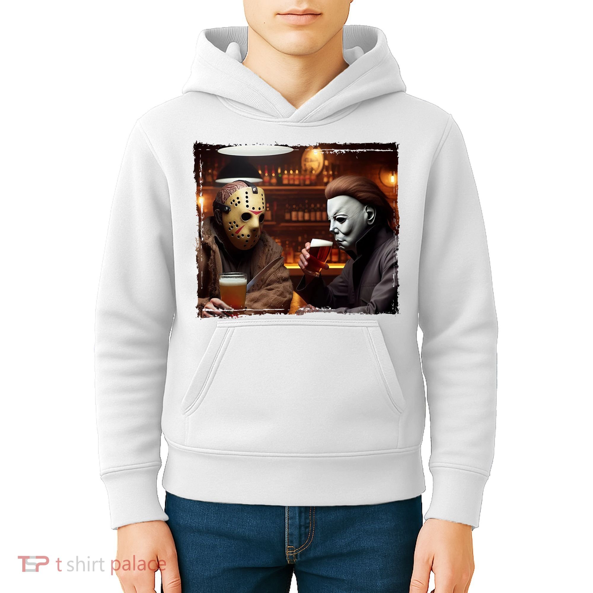 Funny Jason And Michael Halloween Drink Beer Kids Hoodie