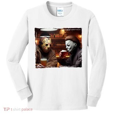 Funny Jason And Michael Halloween Drink Beer Kids Long Sleeve Shirt