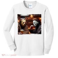 Funny Jason And Michael Halloween Drink Beer Kids Long Sleeve Shirt thumb 0