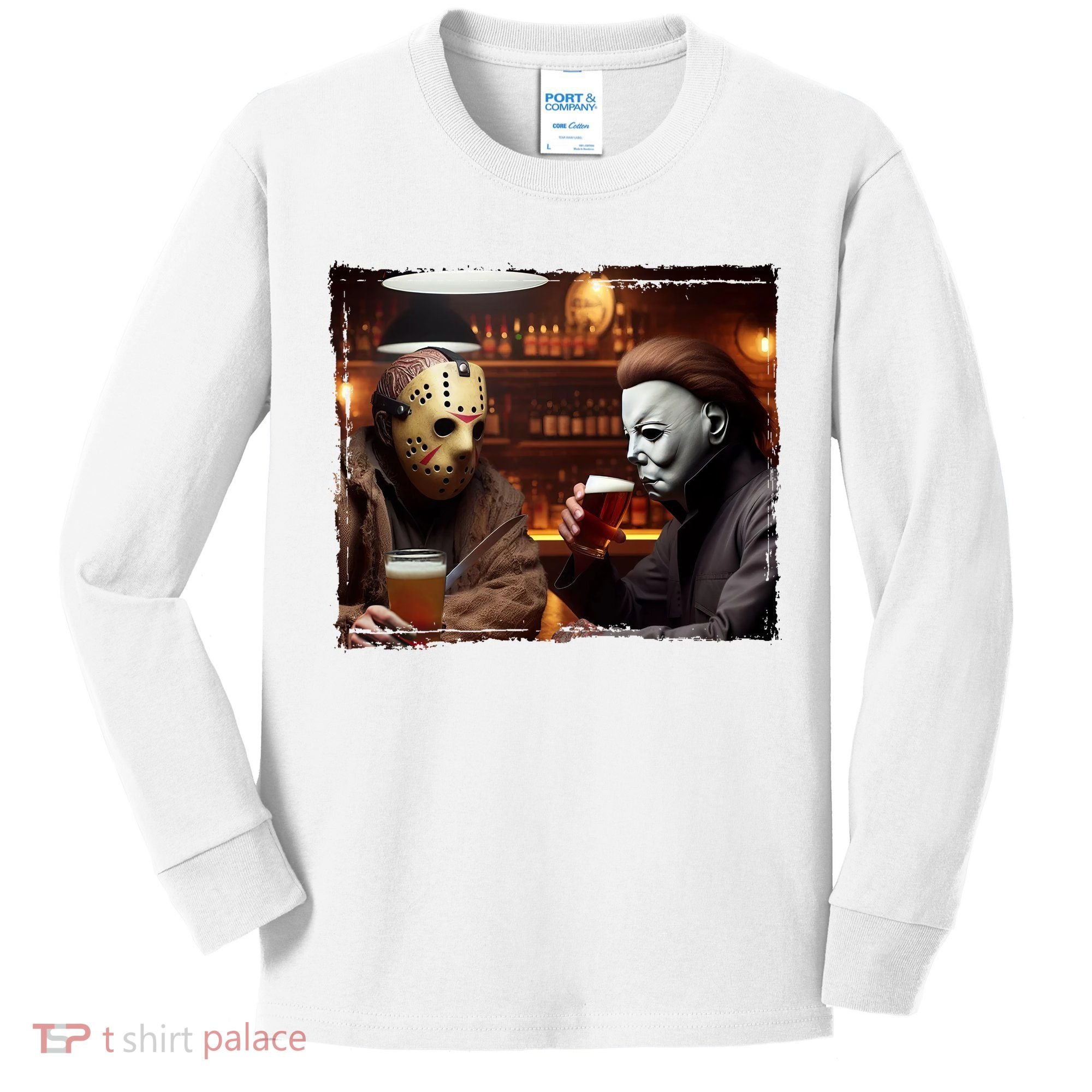 Funny Jason And Michael Halloween Drink Beer Kids Long Sleeve Shirt