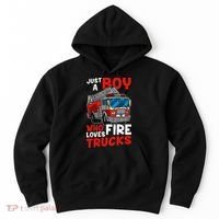 Firefighter Just A Boy Who Loves Fire Trucks Hoodie thumb 0