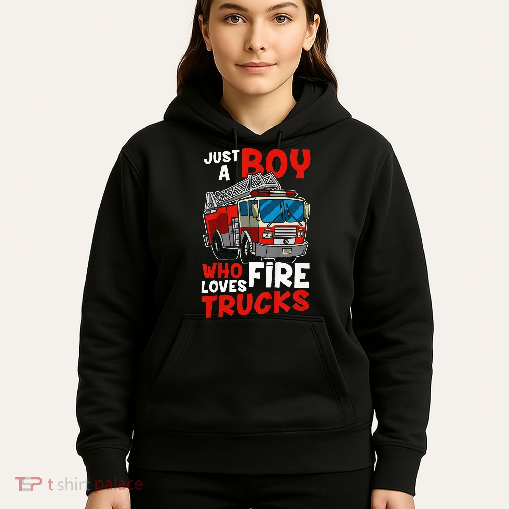 Firefighter Just A Boy Who Loves Fire Trucks Hoodie