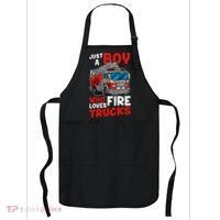 Firefighter Just A Boy Who Loves Fire Trucks Apron thumb 0