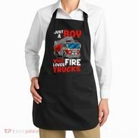 Firefighter Just A Boy Who Loves Fire Trucks Apron thumb 2