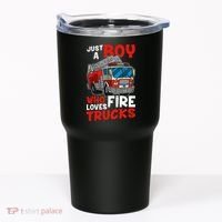 Firefighter Just A Boy Who Loves Fire Trucks Tumbler thumb 0