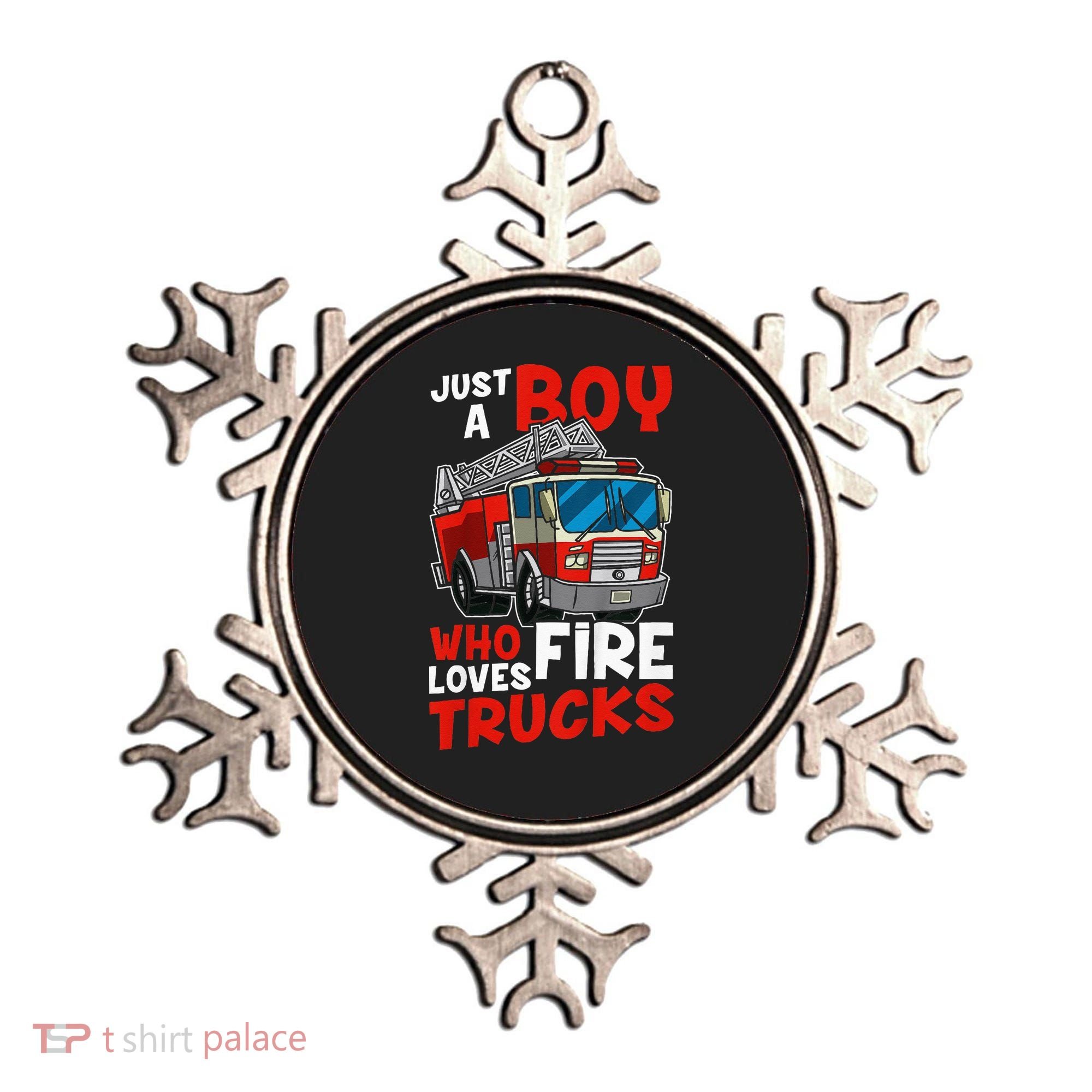 Firefighter Just A Boy Who Loves Fire Trucks Ornament