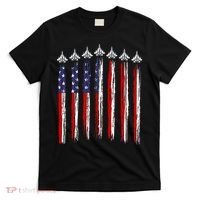 Fighter Jet Airplane USA Flag 4th Of July Patriotic T-Shirt thumb 0