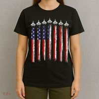 Fighter Jet Airplane USA Flag 4th Of July Patriotic T-Shirt thumb 4