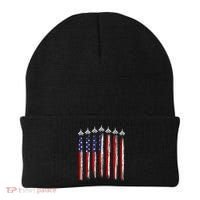 Fighter Jet Airplane USA Flag 4th Of July Patriotic Beanie thumb 0