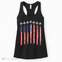 Fighter Jet Airplane USA Flag 4th Of July Patriotic Women's Tank Top thumb 0