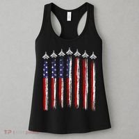 Fighter Jet Airplane USA Flag 4th Of July Patriotic Women's Tank Top thumb 3