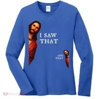 Funny Jesus Bible Best Joke Quote I Saw That And That Women's Long Sleeve Shirt thumb 0