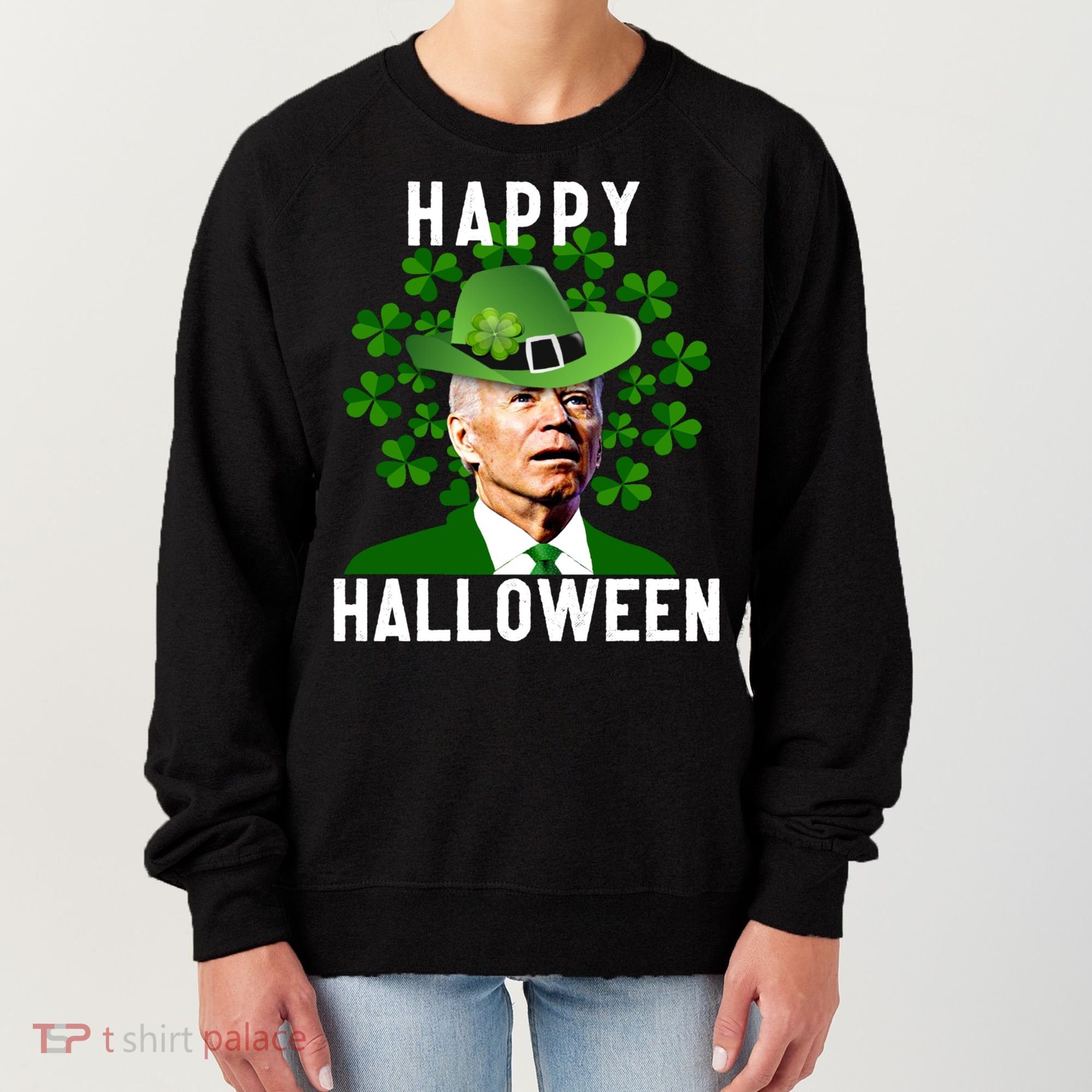 Funny Joe Biden St Patricks Day Confused Halloween Biden Women's Sweatshirt