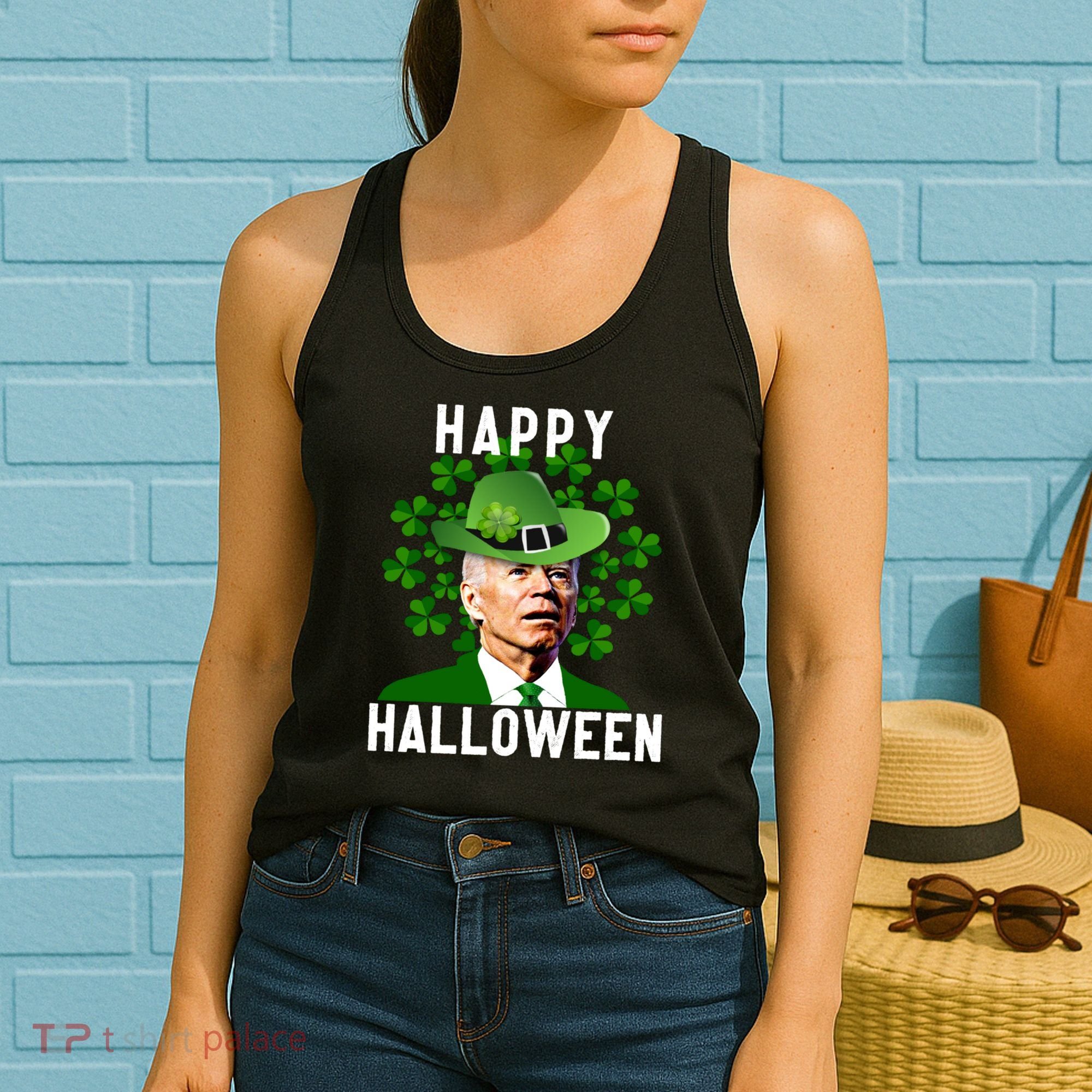 Funny Joe Biden St Patricks Day Confused Halloween Biden Women's Tank Top