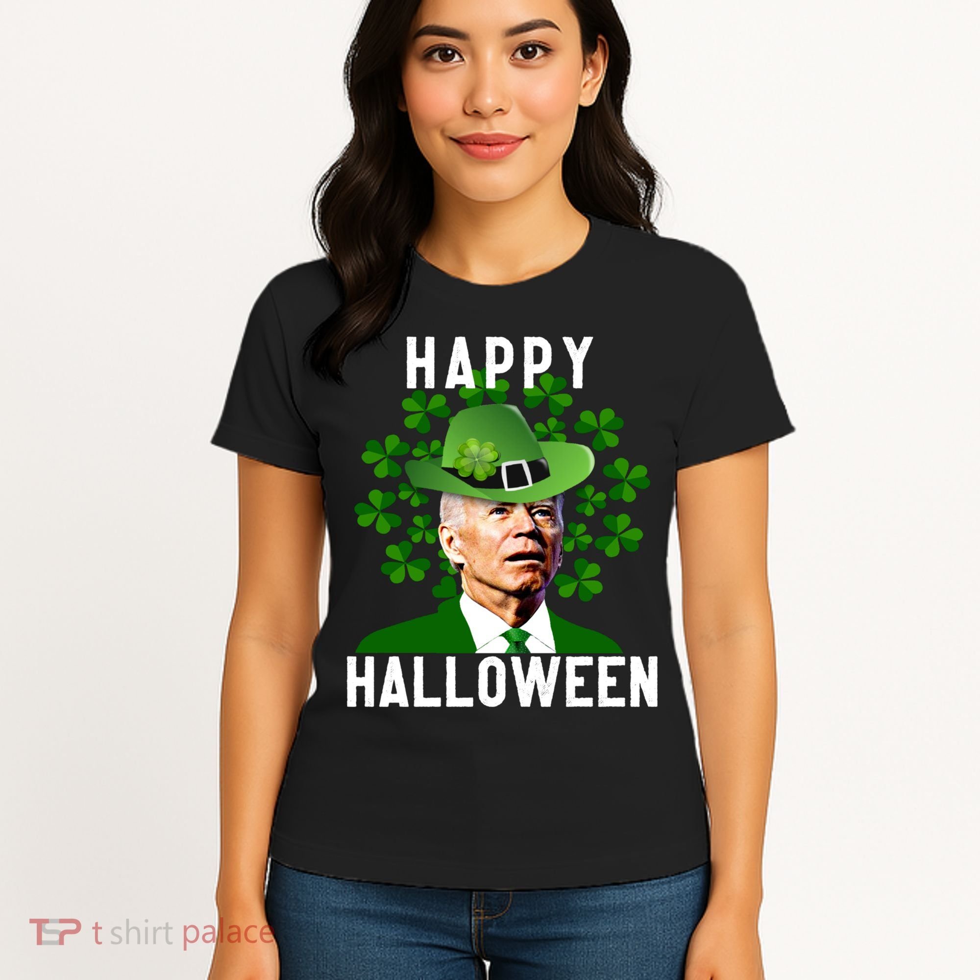 Funny Joe Biden St Patricks Day Confused Halloween Biden Women's T-Shirt
