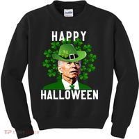 Funny Joe Biden St Patricks Day Confused Halloween Biden Kids Sweatshirt thumb 0