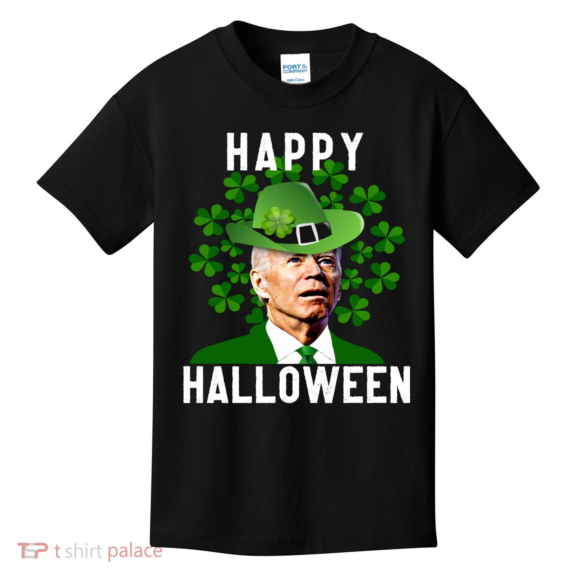 Funny Joe Biden St Patricks Day Confused Halloween Biden Kids T-Shirt