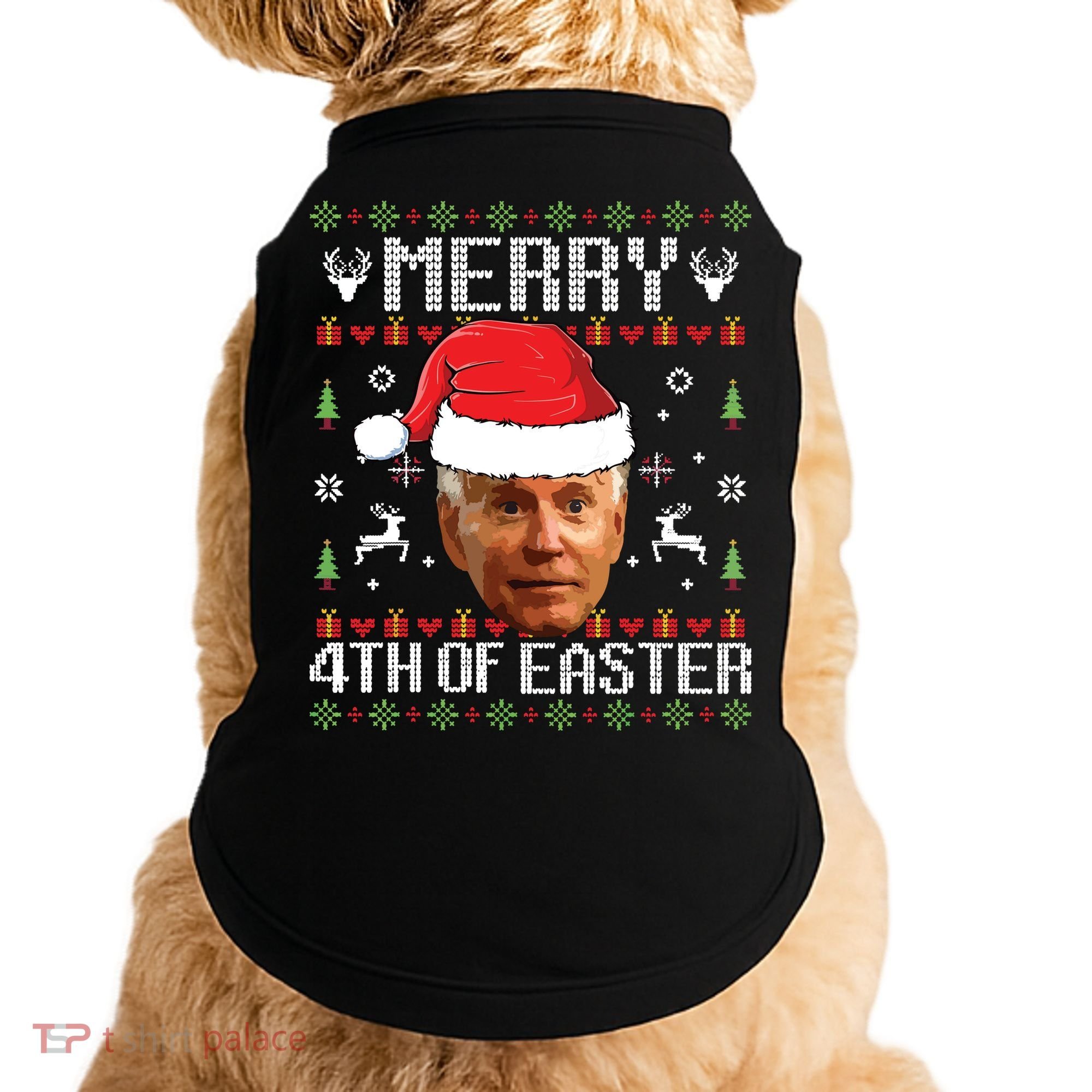 Funny Joe Biden Ugly Christmas Sweater Doggie Tank