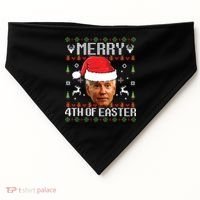 Funny Joe Biden Ugly Christmas Sweater USA-Made Doggie Bandana thumb 0