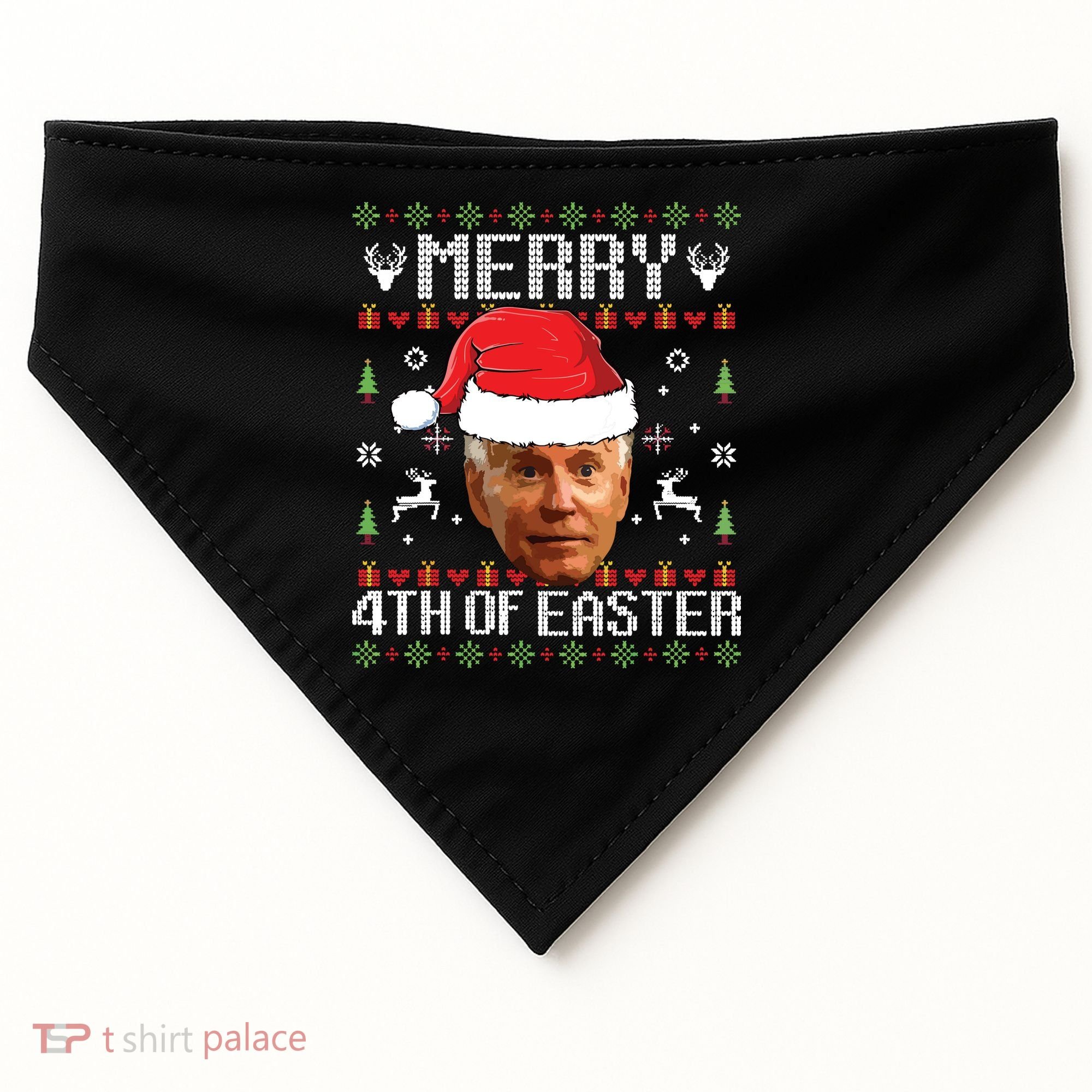 Funny Joe Biden Ugly Christmas Sweater USA-Made Doggie Bandana