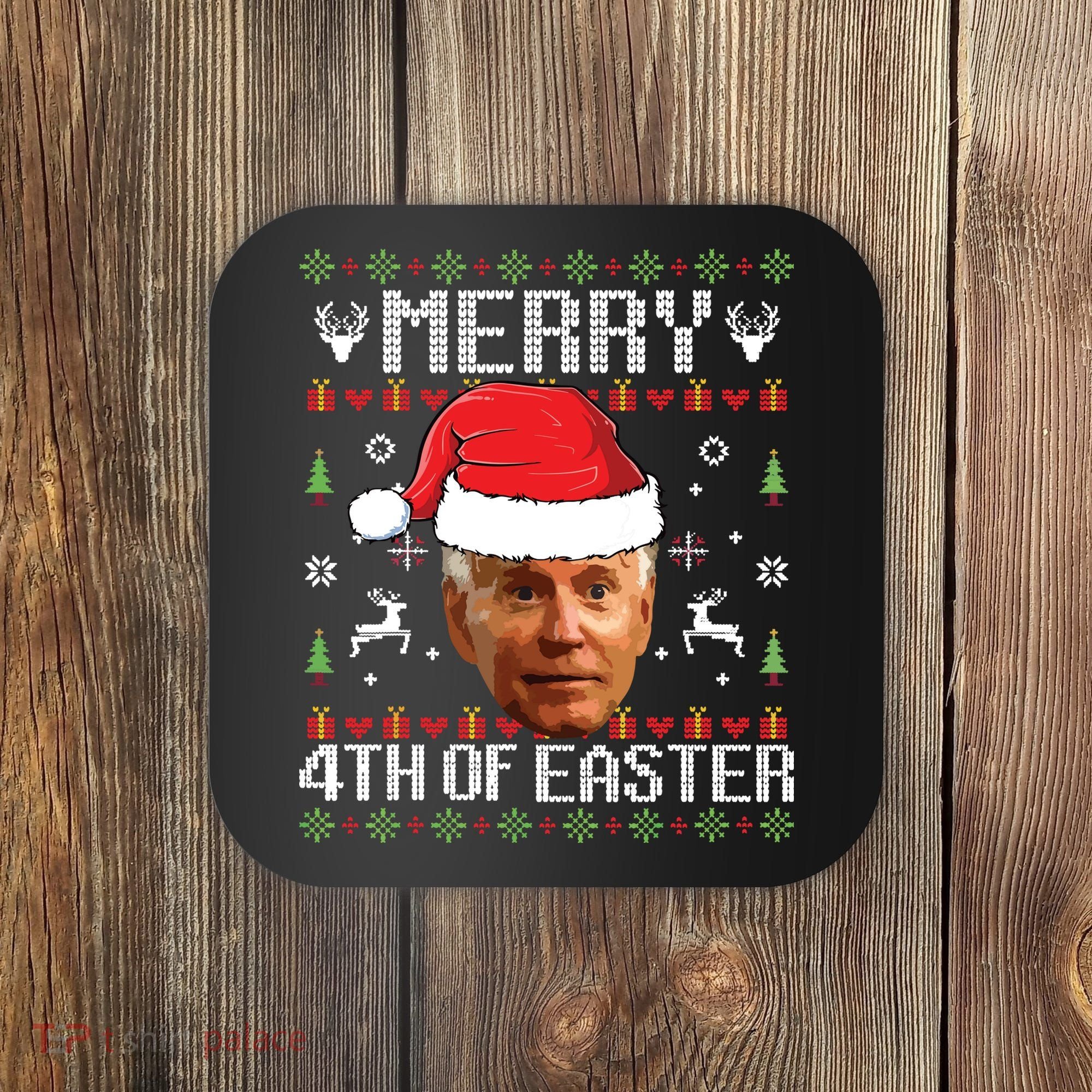Funny Joe Biden Ugly Christmas Sweater Coaster