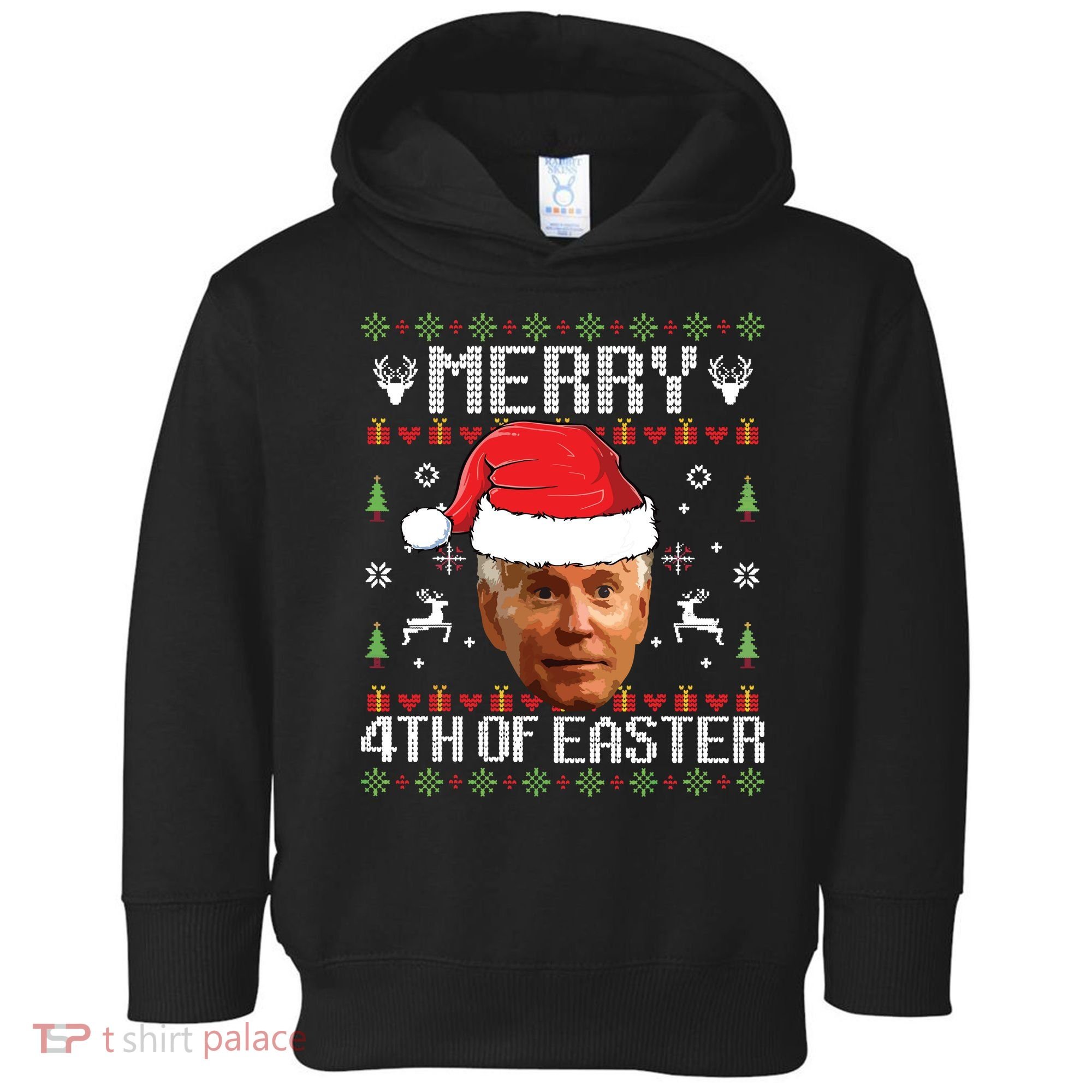 Funny Joe Biden Ugly Christmas Sweater Toddler Hoodie