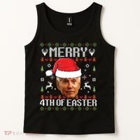 Funny Joe Biden Ugly Christmas Sweater Tank Top thumb 2