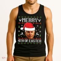 Funny Joe Biden Ugly Christmas Sweater Tank Top thumb 3