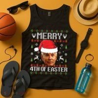 Funny Joe Biden Ugly Christmas Sweater Tank Top thumb 4
