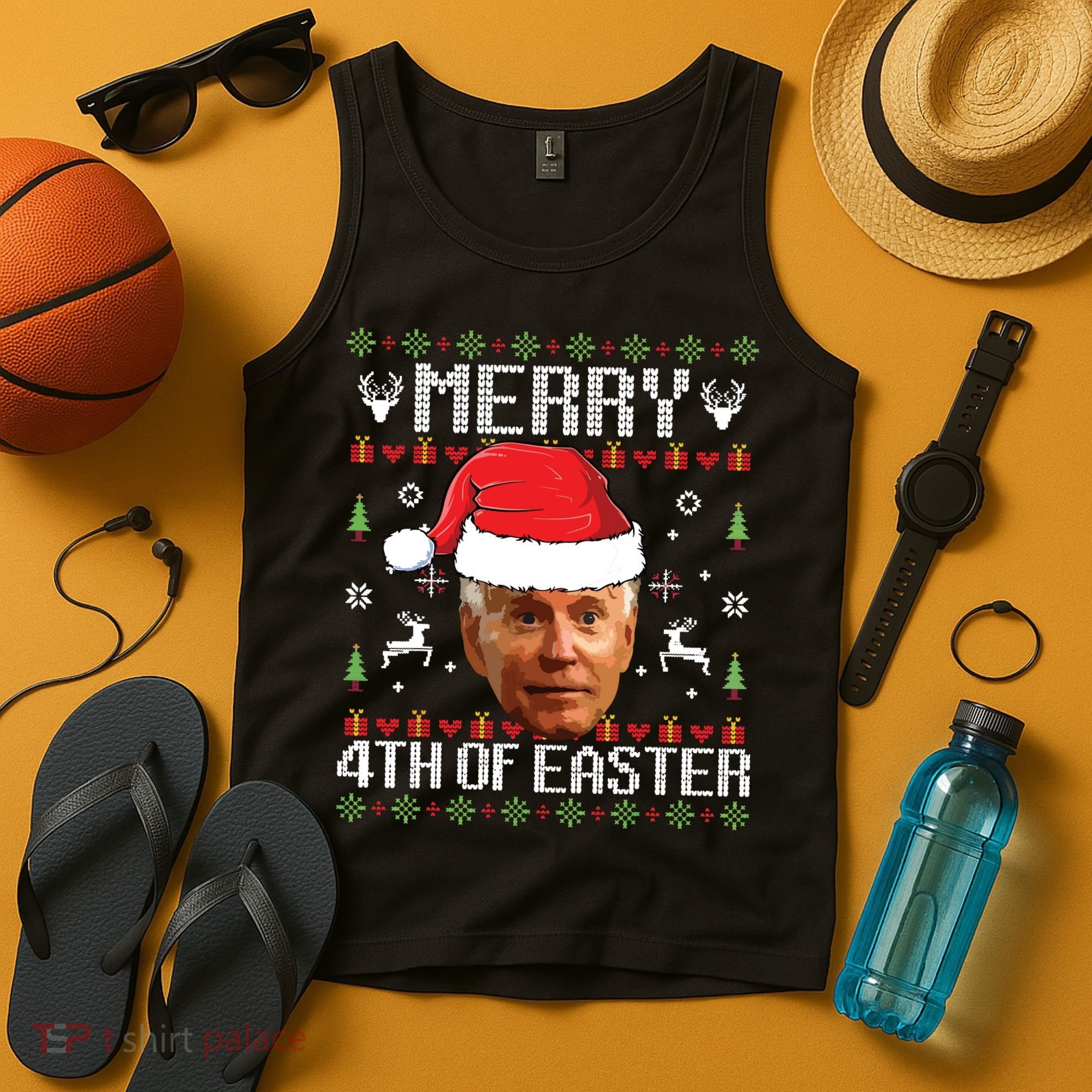 Funny Joe Biden Ugly Christmas Sweater Tank Top