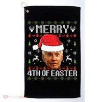 Funny Joe Biden Ugly Christmas Sweater Golf Towel thumb 0