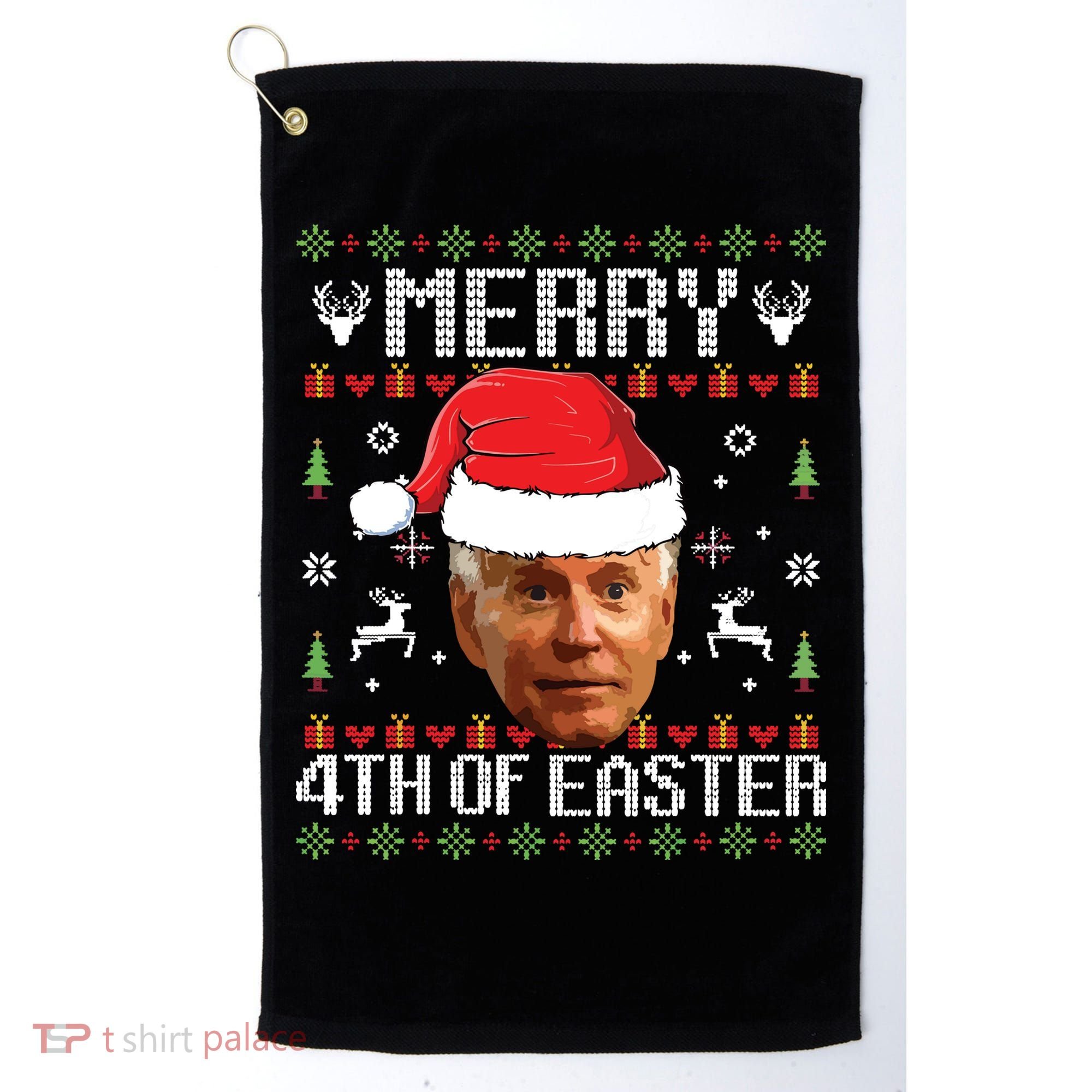 Funny Joe Biden Ugly Christmas Sweater Golf Towel