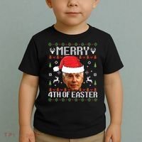 Funny Joe Biden Ugly Christmas Sweater Toddler T-Shirt thumb 2