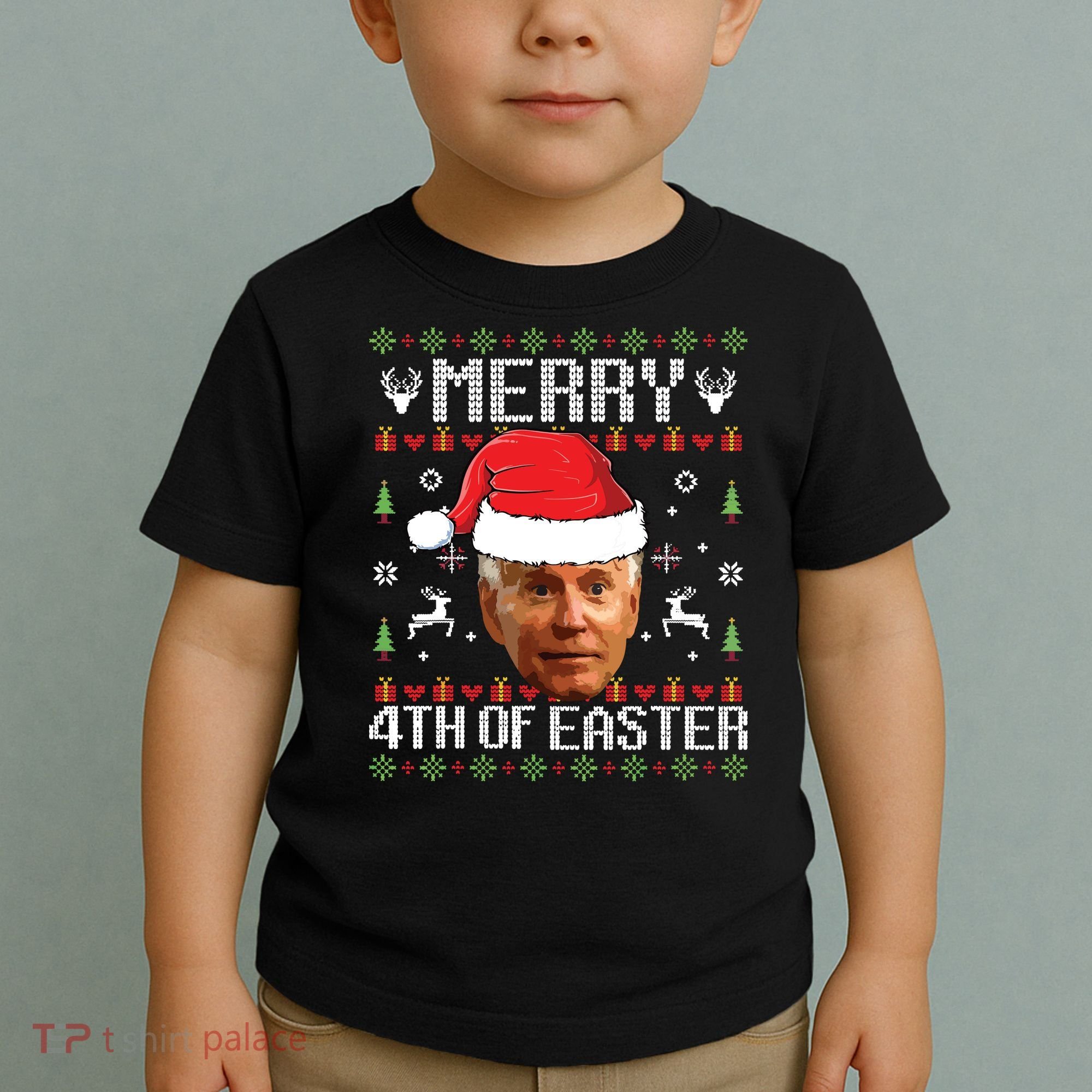 Funny Joe Biden Ugly Christmas Sweater Toddler T-Shirt