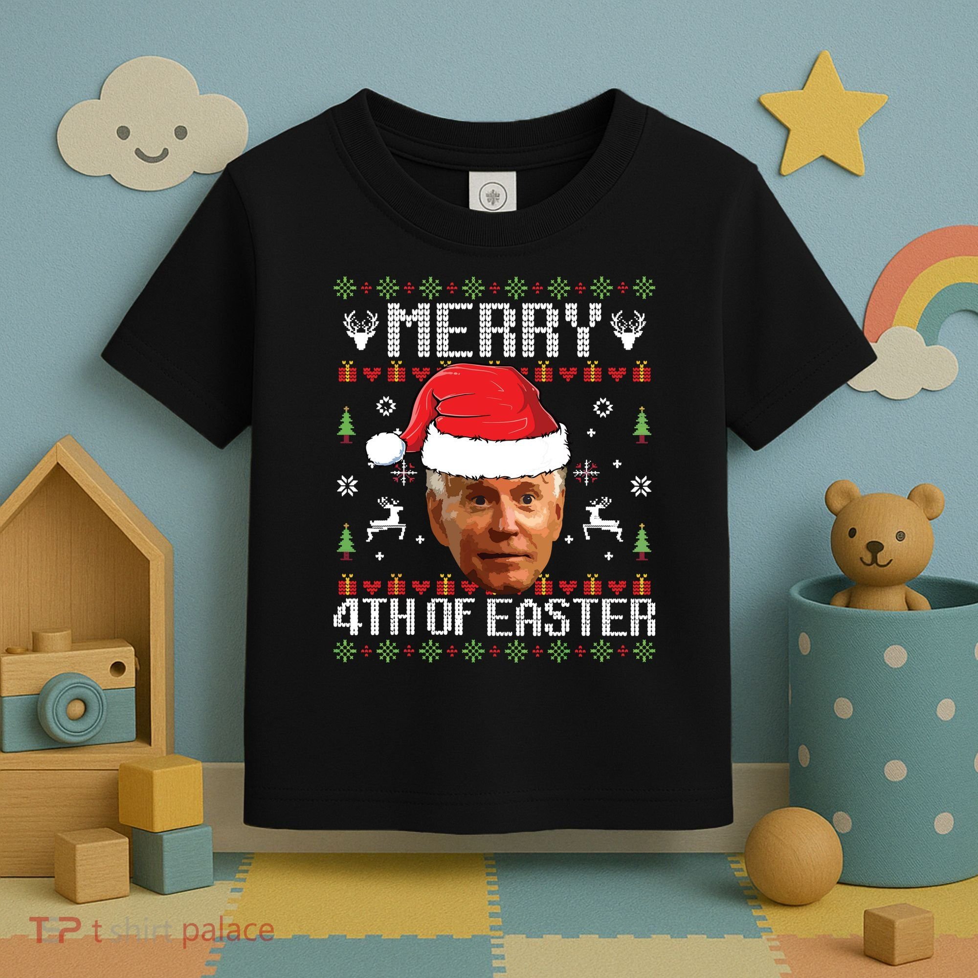 Funny Joe Biden Ugly Christmas Sweater Toddler T-Shirt