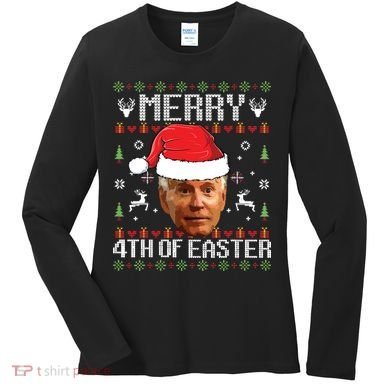 Funny Joe Biden Ugly Christmas Sweater Women's Long Sleeve Shirt