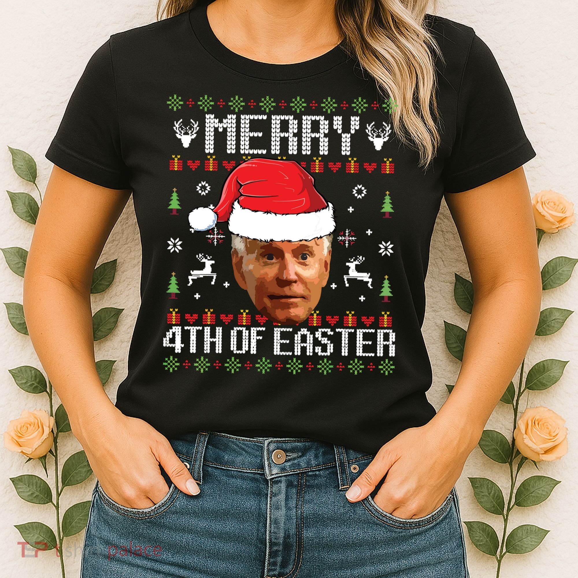 Funny Joe Biden Ugly Christmas Sweater Women's T-Shirt