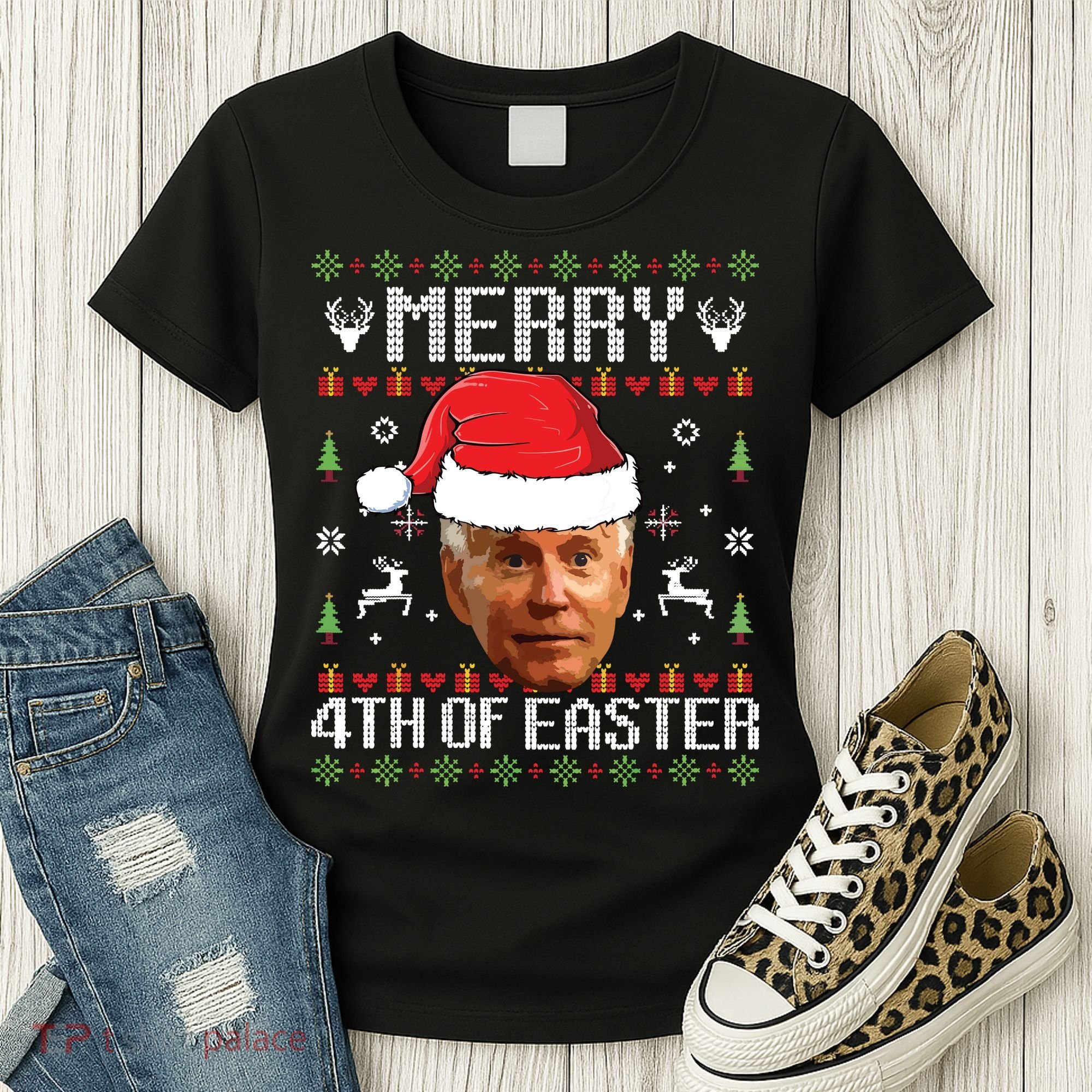 Funny Joe Biden Ugly Christmas Sweater Women's T-Shirt
