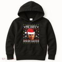 Funny Joe Biden Ugly Christmas Sweater Kids Hoodie thumb 0