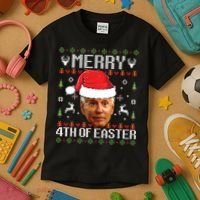 Funny Joe Biden Ugly Christmas Sweater Kids T-Shirt thumb 3