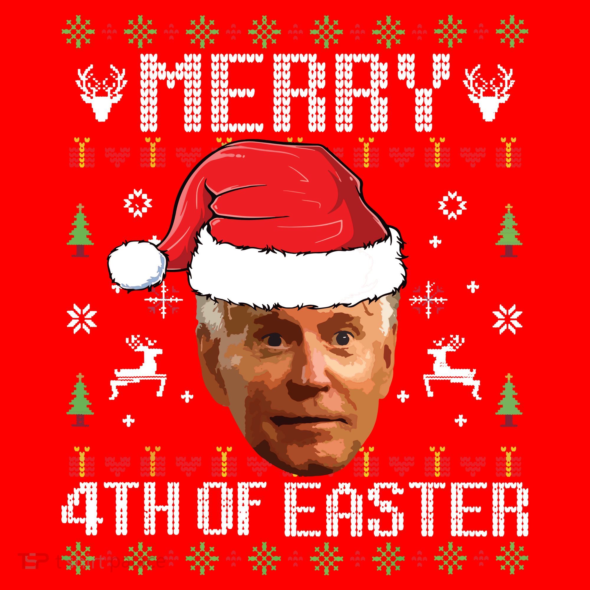 Funny Joe Biden Ugly Christmas Sweater Santa Hat