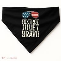 Foxtrot Juliet Bravo Funny Pro America US Flag Sunglasses USA-Made Doggie Bandana thumb 0