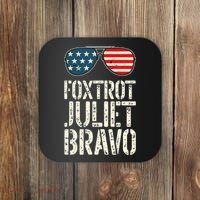 Foxtrot Juliet Bravo Funny Pro America US Flag Sunglasses Coaster thumb 0